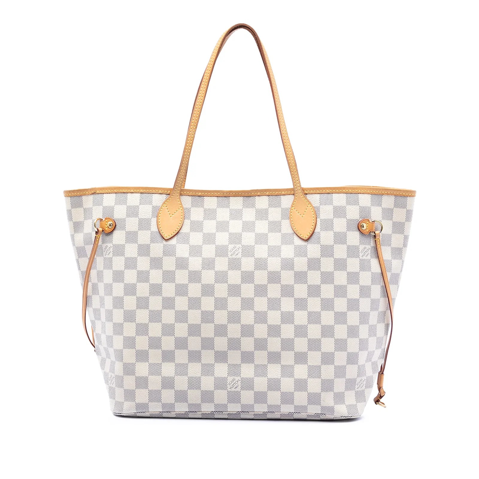 Louis Vuitton Neverfull MM Tote Damier Azur Canvas with Vachetta Leather Trim