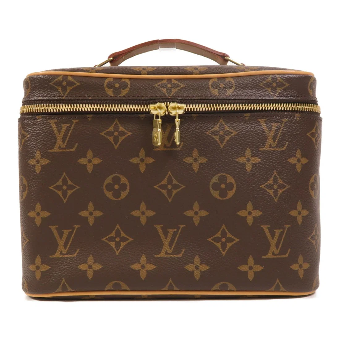 Louis Vuitton Nice BB Brown Monogram Canvas Handbag with Gold Tone Hardware