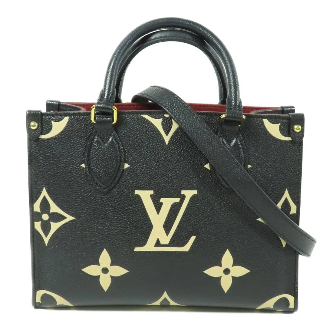 LOUIS VUITTON On The Go PM 2 Way Bag M45659 Black Beige Calfskin
