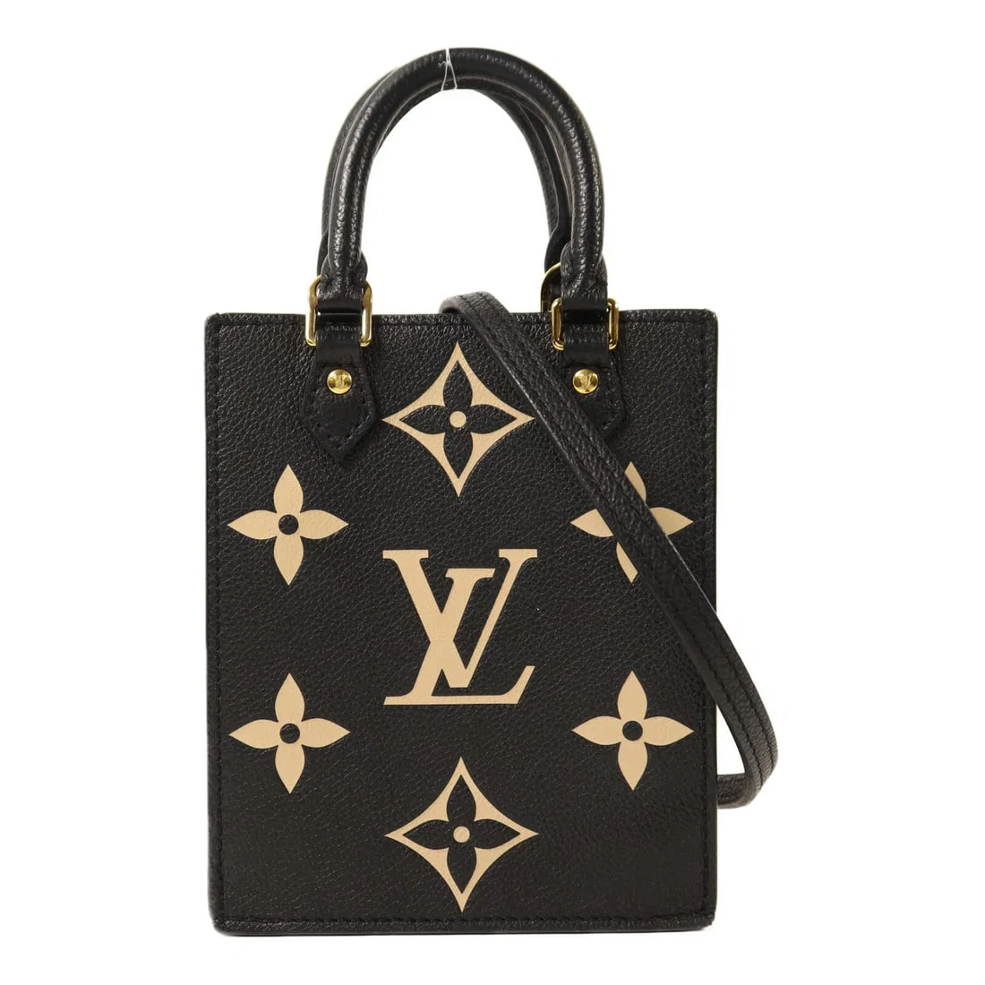 Louis Vuitton Petit Sac Plat Black Empreinte Calfskin Two Way Shoulder Bag