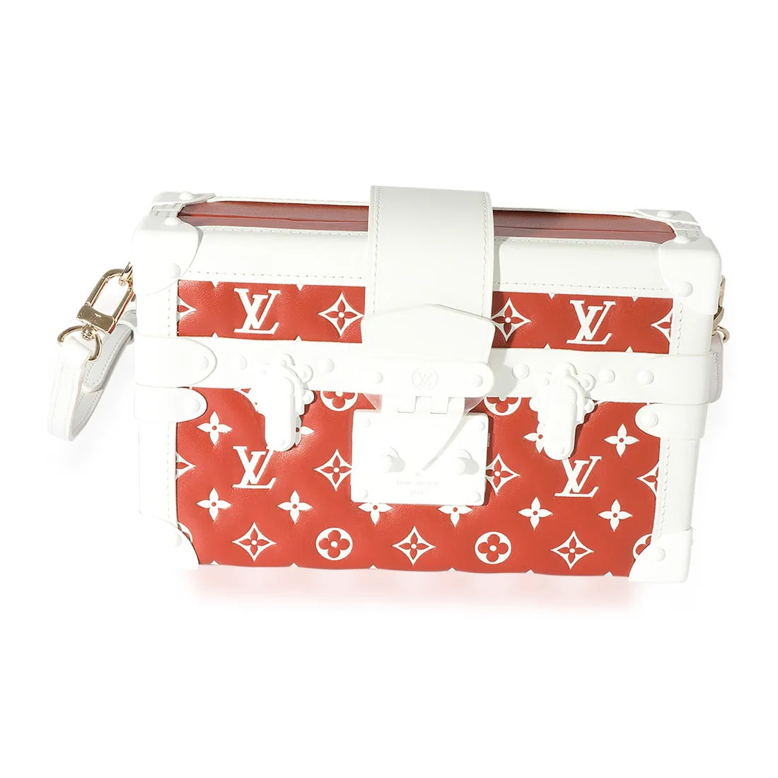 Louis Vuitton Petite Malle Embossed Lambskin Clutch Shoulder Bag 2022