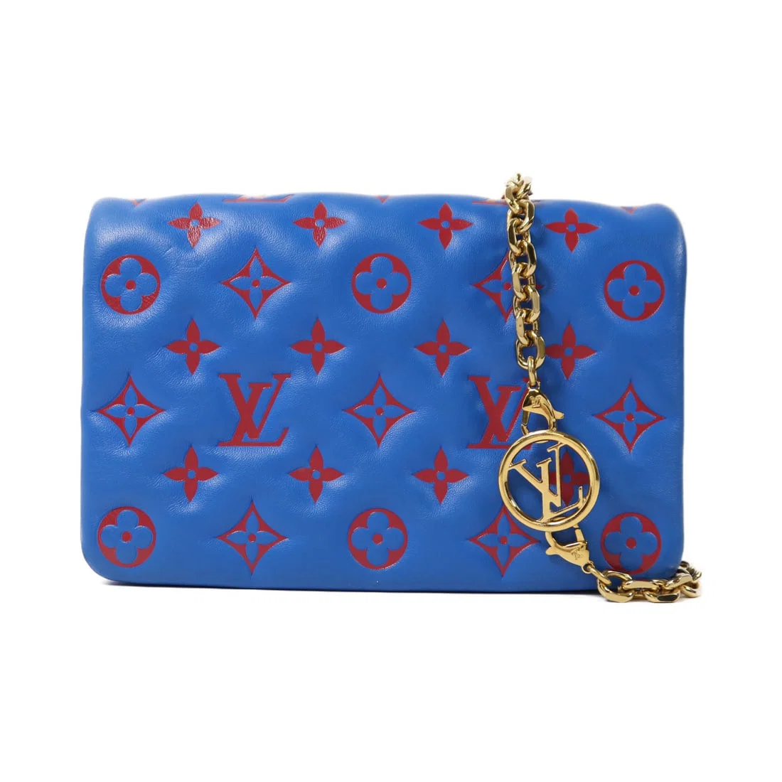 Louis Vuitton Pochette Coussin Blue Lambskin Shoulder Bag M80743 Gold Hardware