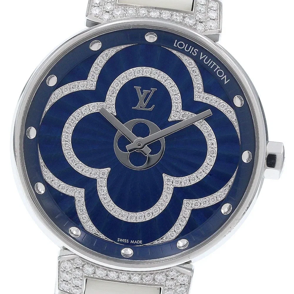 LOUIS VUITTON TAMBOUR DIAMOND BLUE WATCH