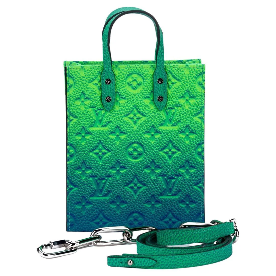 Louis Vuitton Virgil Abloh Green Blue Mini Sac Plat 2021 with Silver Hardware