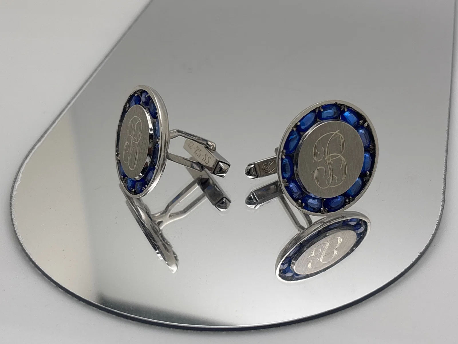 Lucien Piccard 14K and Sapphire Cufflinks