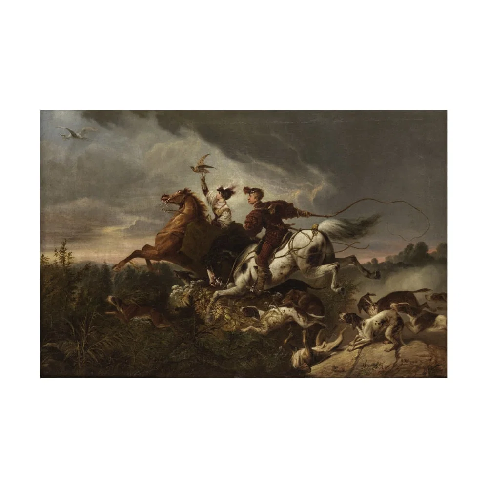 Ludwig Blume-Siebert (Arolsen 1853-1929 Munich) La chasse au faucon