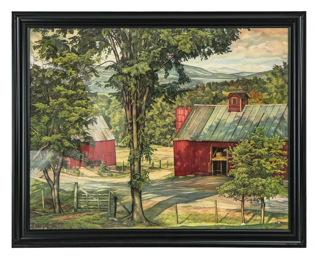 Luigi Lucioni (VT 1900-1988) Red Barns in Vermont
