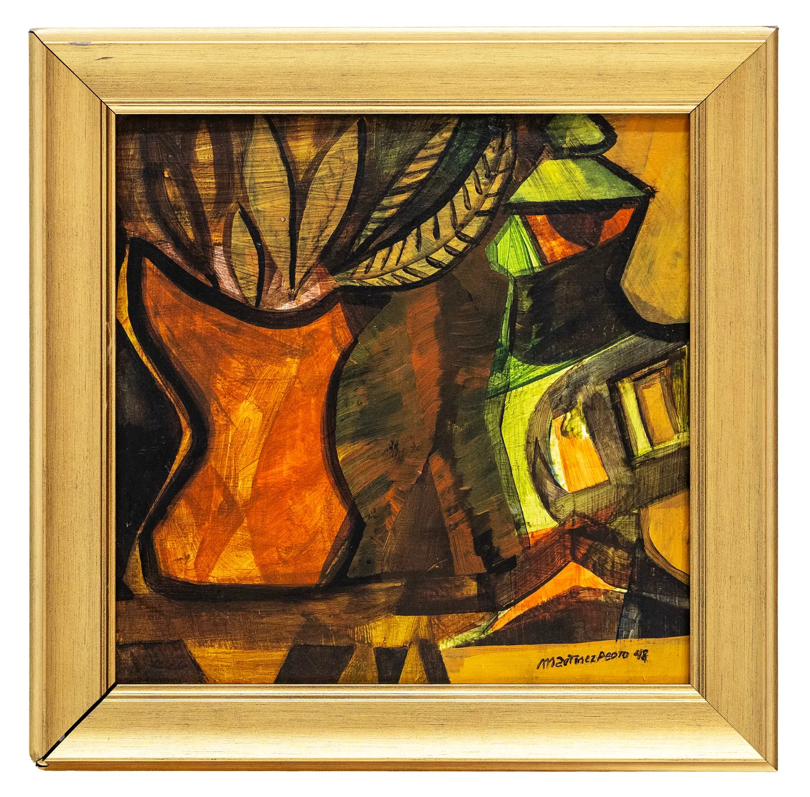 Luis Martinez Pedro (Cuban, 1910?1990) Abstract 1948, Oil on Cardboard