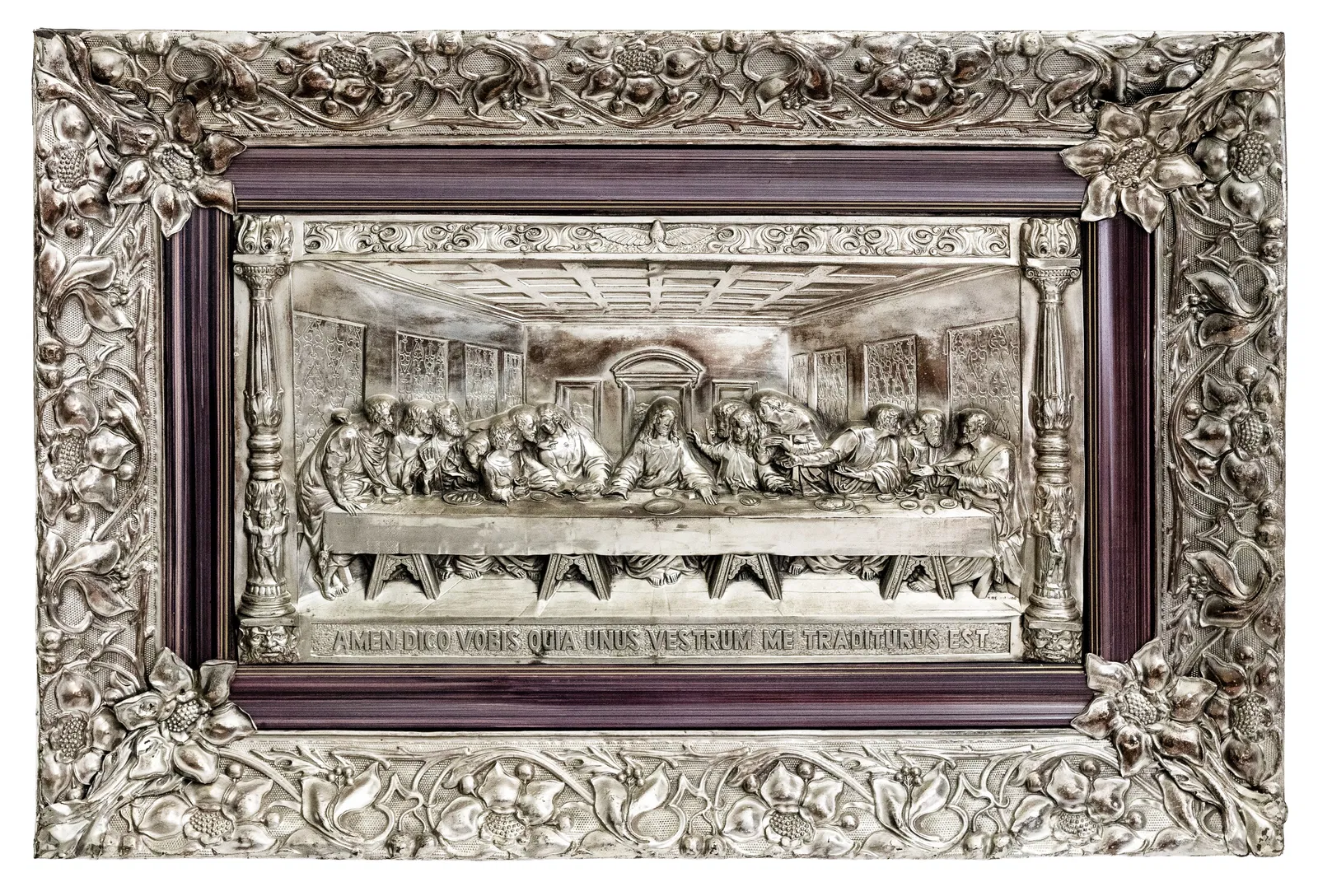 M. Registrado "The Last Supper" Framed Metal Relief Plaque