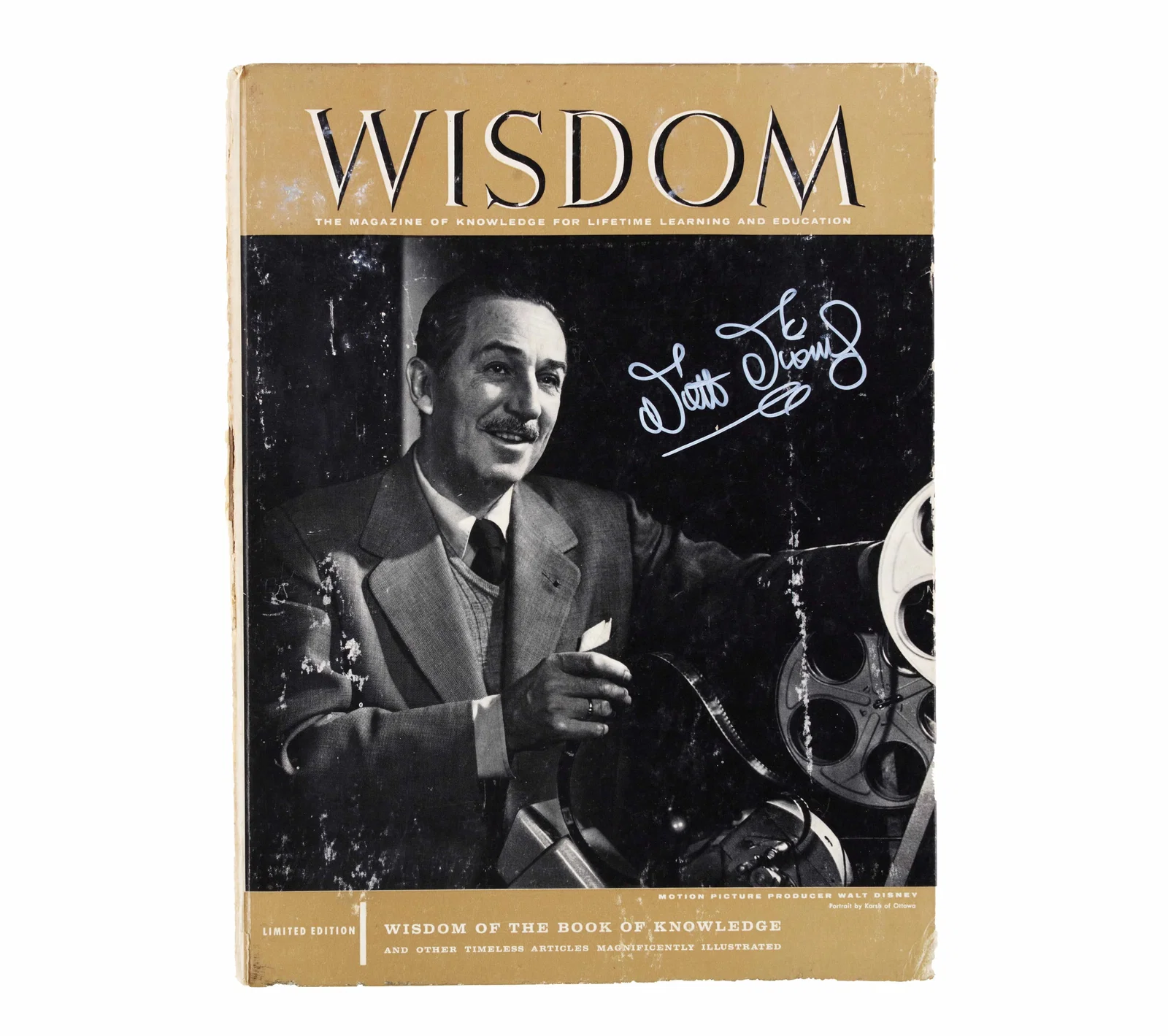 MAGAZINE "WISDOM" (DECEMBER 1959) BEARING SIGNATURE ATTRIBUTED TO WALT DISNEY