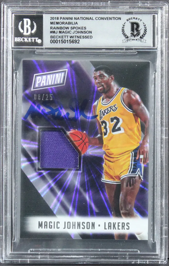 Magic Johnson Autographed 2018 Panini Rainbow Spokes #MJ 08/25 Gem Mint 10 Beckett