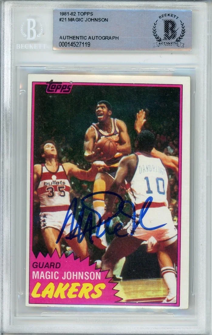 Magic Johnson Signed 1981 Topps Rookie Card BGS 10 Autograph Lakers
