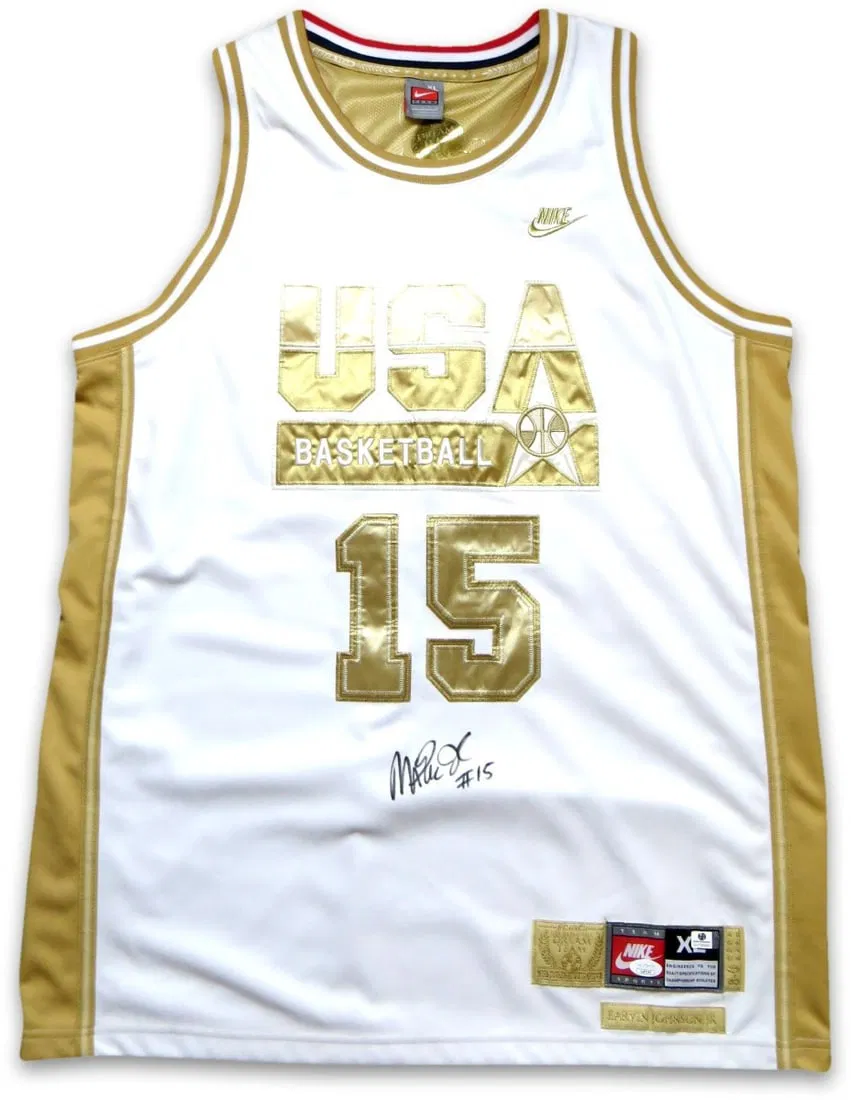 Magic Johnson Signed Team USA Jersey JSA Authenticated