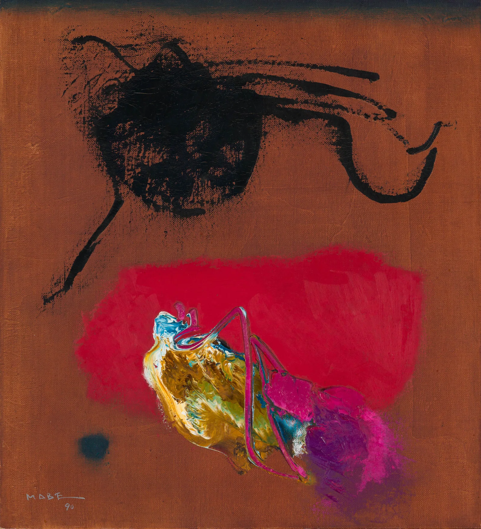 Manabu Mabe Untitled (Black on Red), 1990