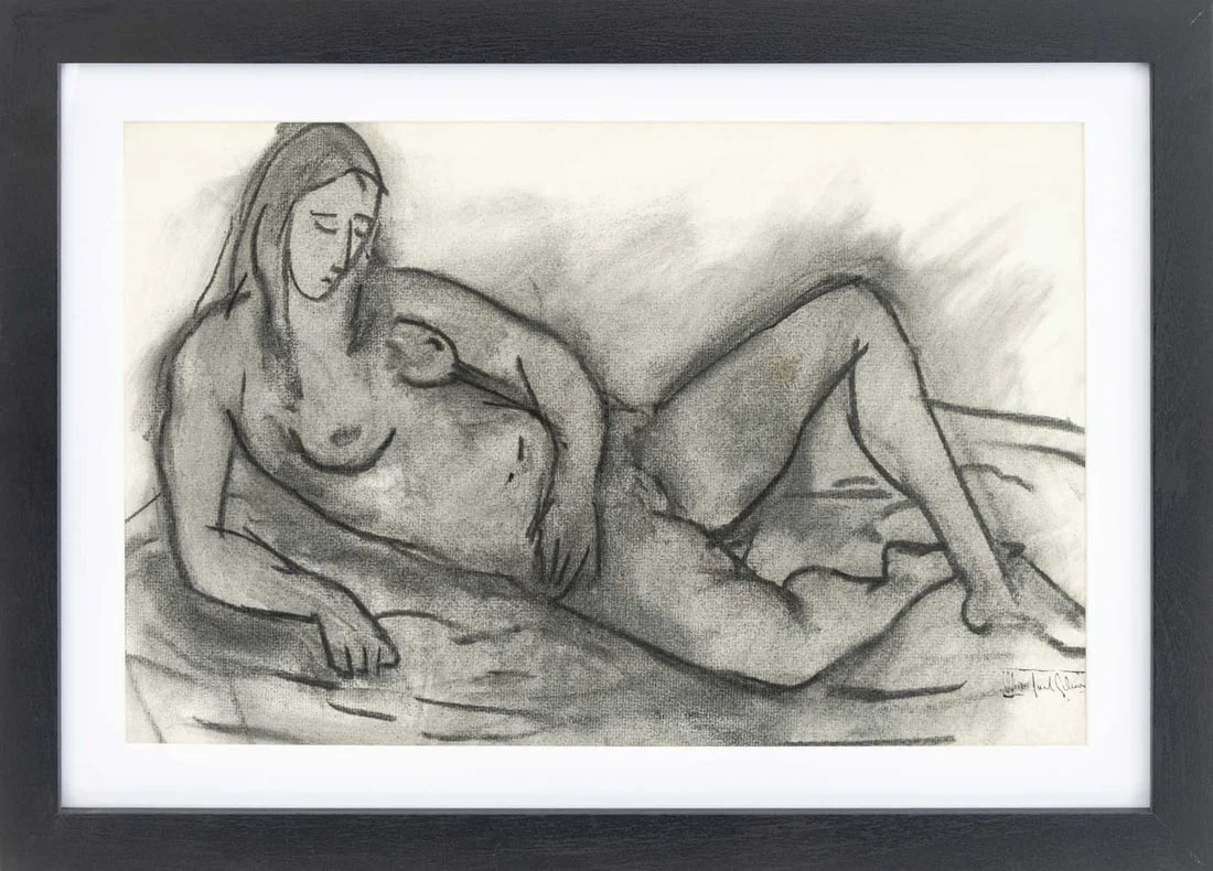 Manfred Schwartz Nude Woman Study Charcoal