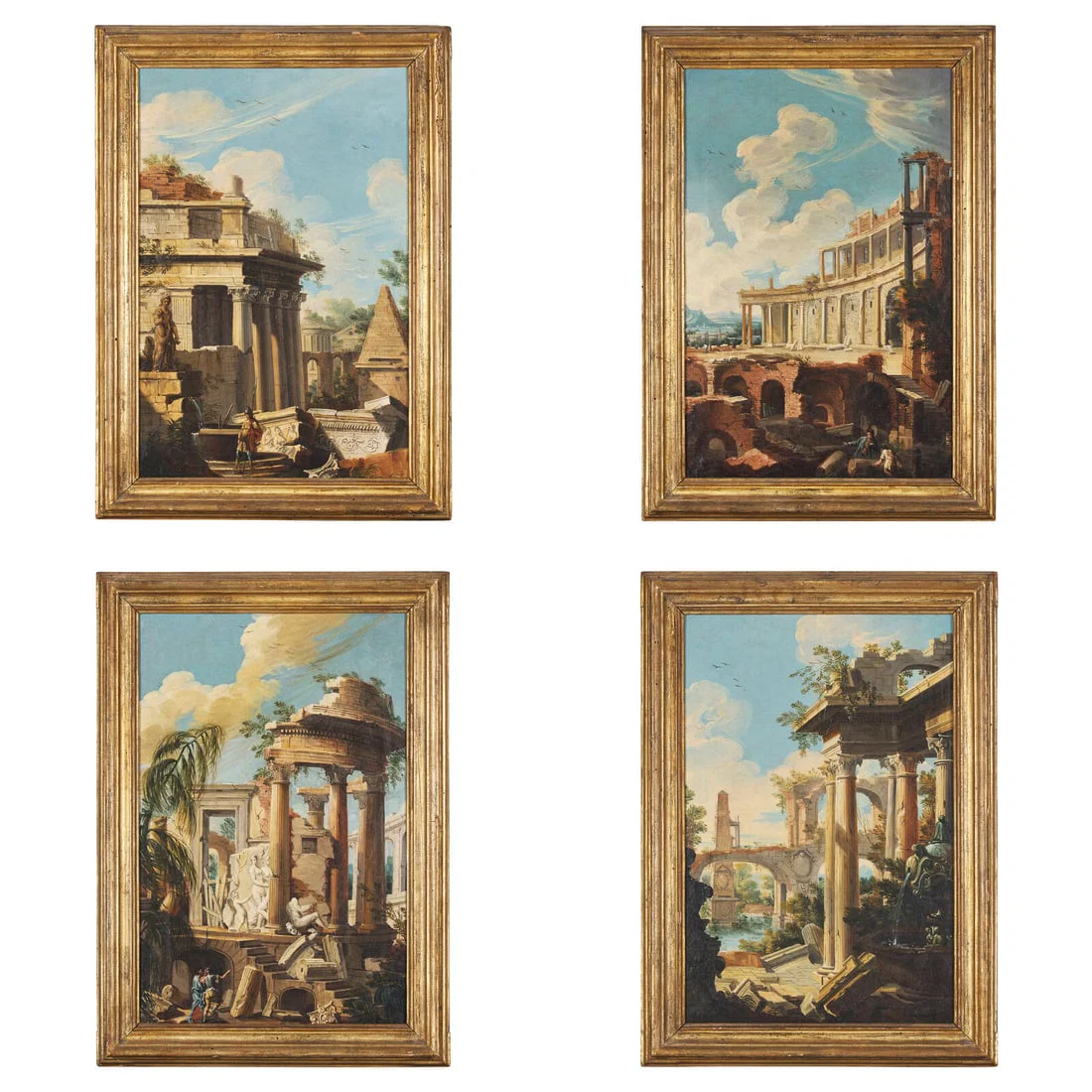 Manner of Viviano Codazzi (Italian, c. 1604-1670) 18th Century, Capricci with Figures