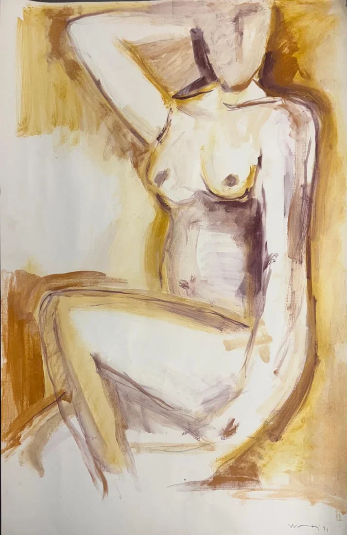 Manuel Neri Jr. (Attributed) Mixed Media on Paper Art: 40" x 26"