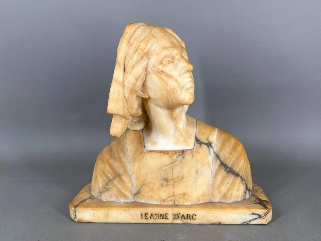 Marble and Alabaster Bust of Jeanne D'Arc