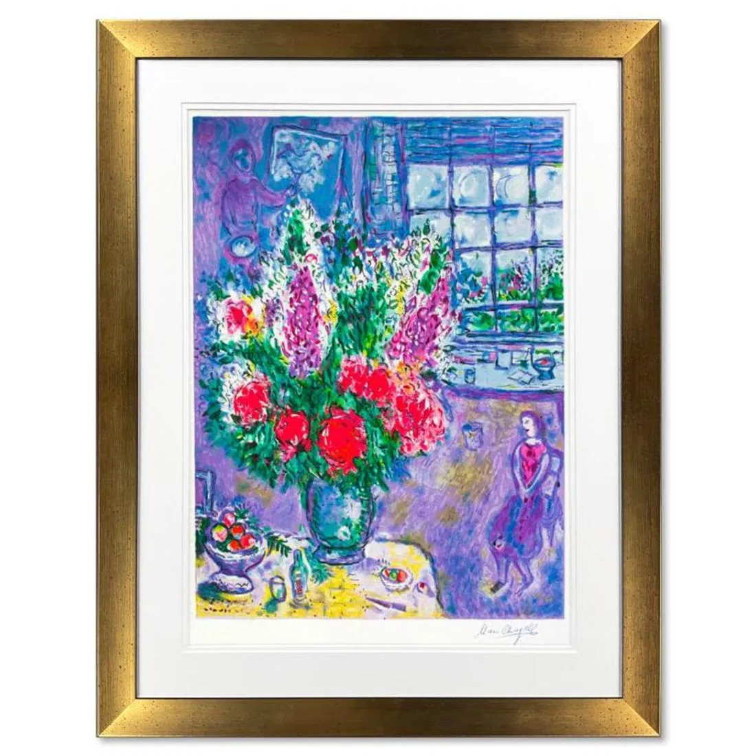 Marc Chagall (1887-1985), "Autoportrait Avec Bouquet" Framed Limited Edition Serigraph with Letter