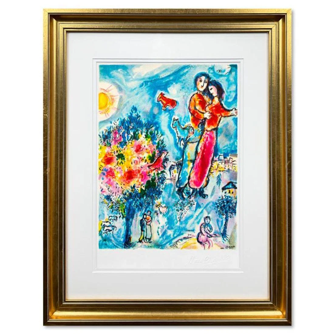 Marc Chagall (1887-1985), "Entre L'hiver Et Le Printemps" Framed Limited Edition Lithograph with
