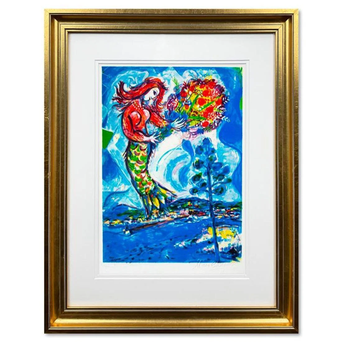 Marc Chagall (1887-1985), "La Sirene Au Pin" Framed Limited Edition Lithograph with Letter of