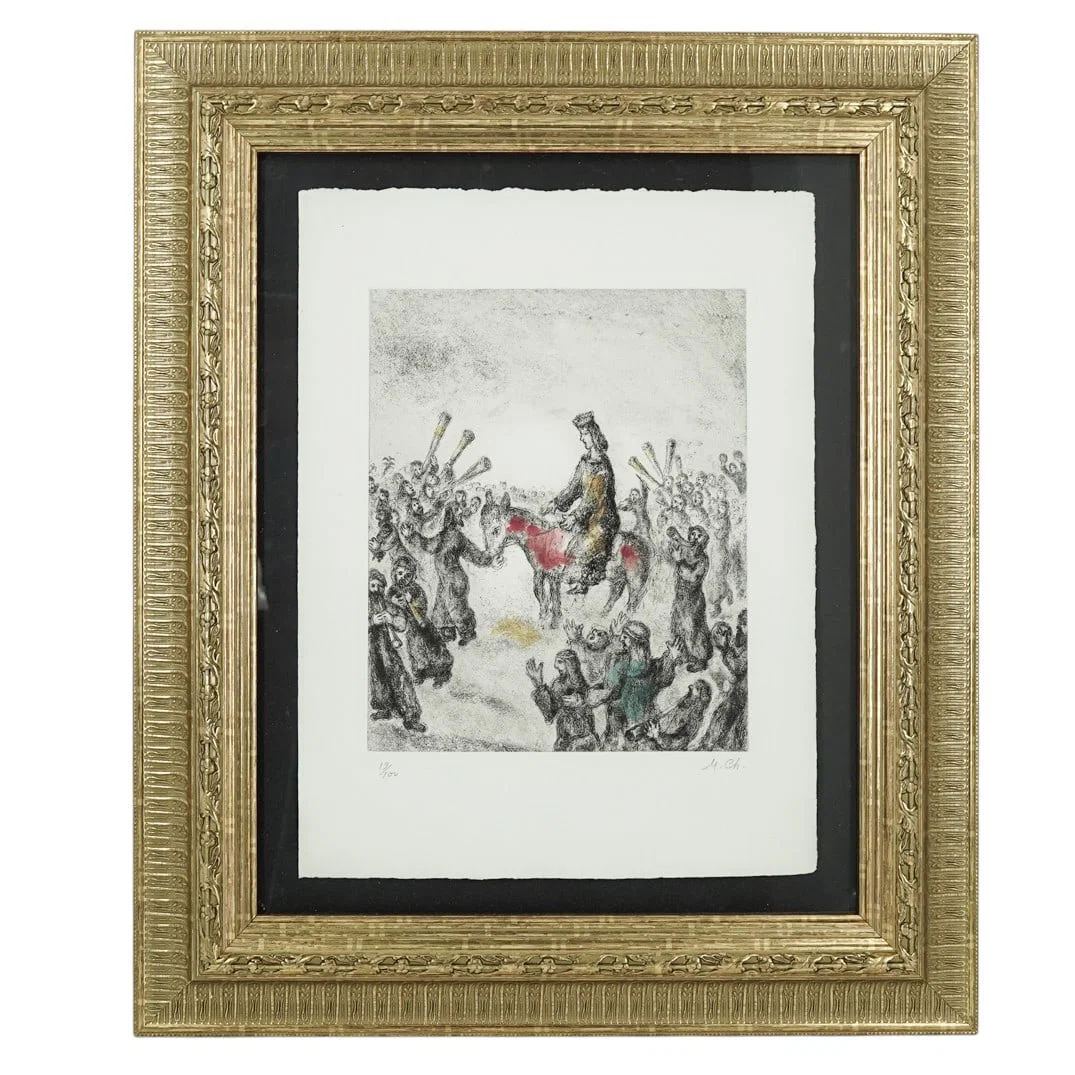 Marc Chagall (Belarusian, 1887-1985) 'Solomon Proclaimed King of Israel' Colored Etching