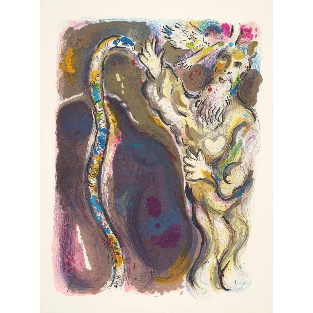 Marc Chagall Limited Edition Print God Turns Moses' Staff Framed Artwork