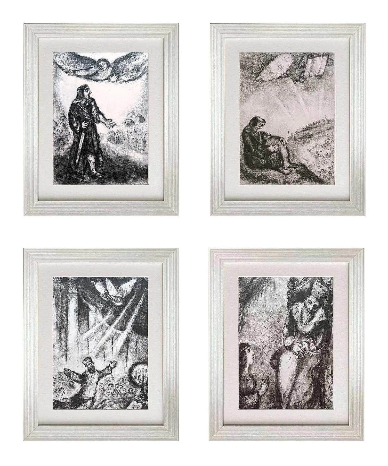 Marc Chagall Set of 4 framed Heliogravures from Bible 1956