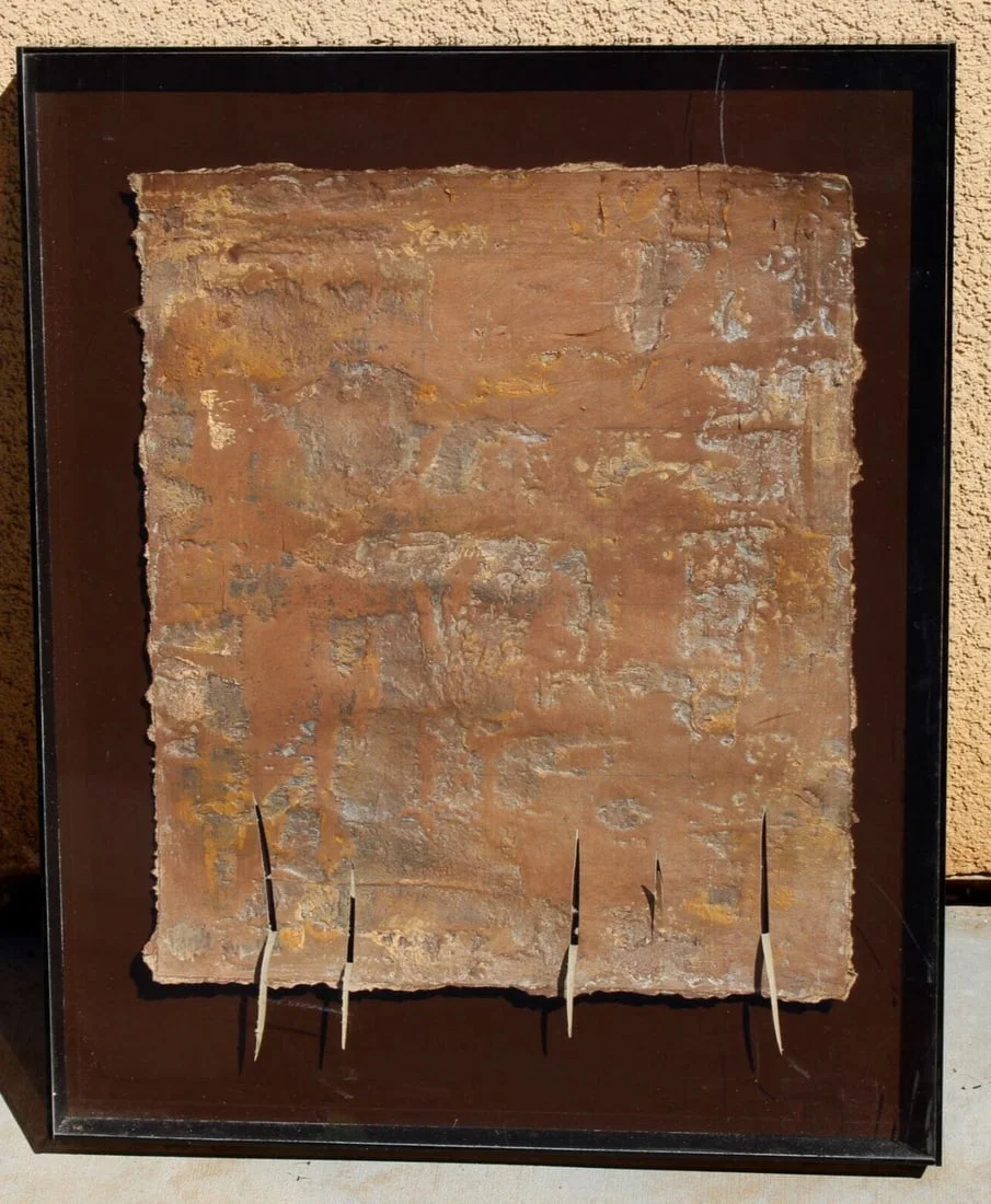 MARGARET HEHMAN-SMITH California Modernist Mixed Media Abstract titled Parchment