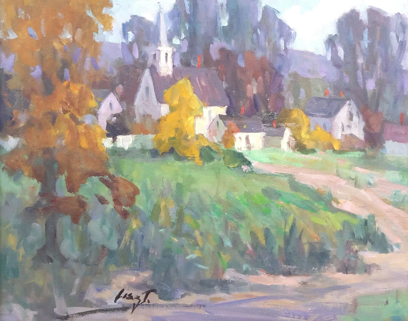 MARIA VERONICA LISZT (1902-1992) VERDANT LANDSCAPE OIL PAINTING