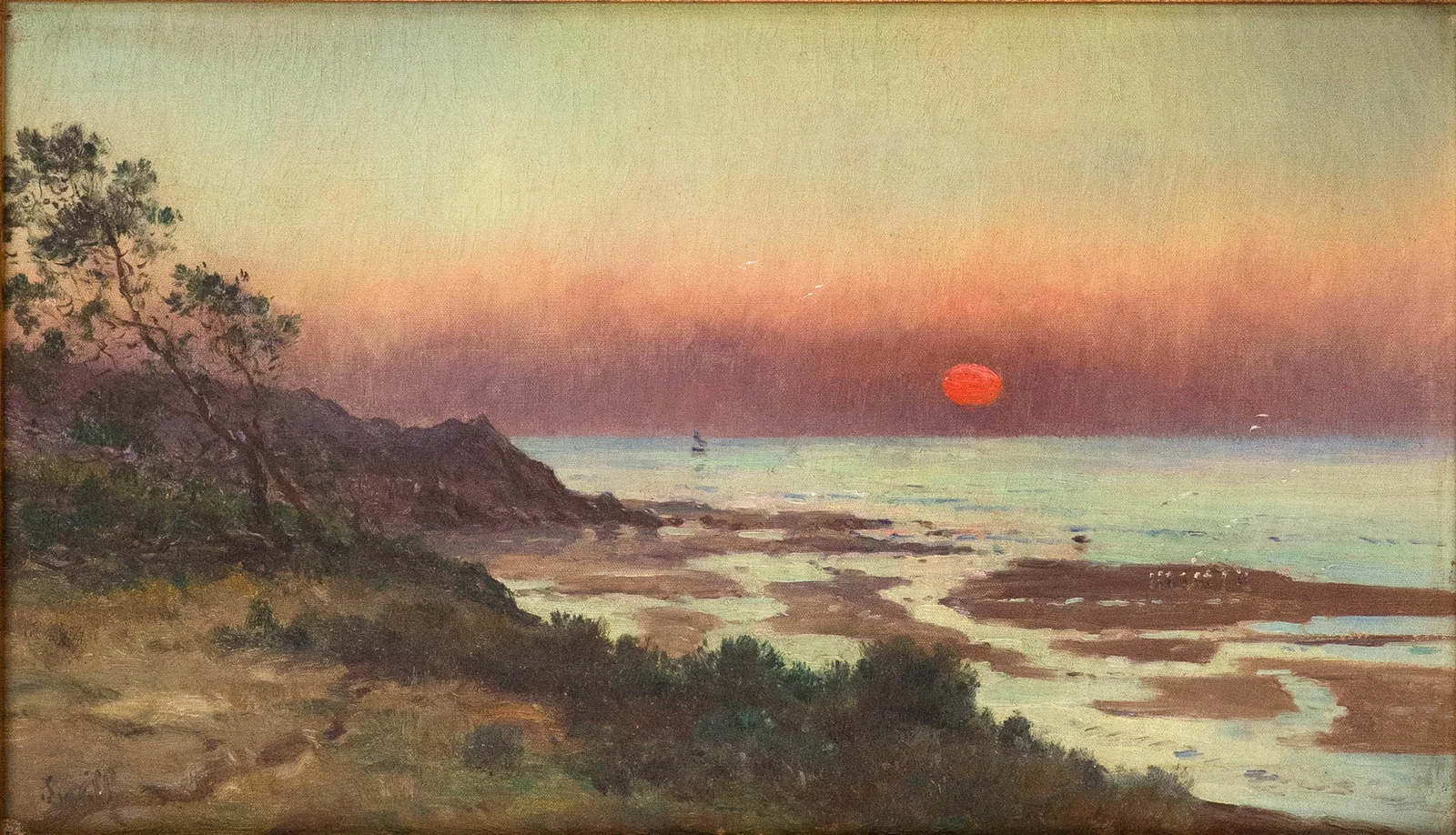 Marie Joseph Léon Iwill, 1850-1923, Sunset Over Coastline, Oil on Canvas