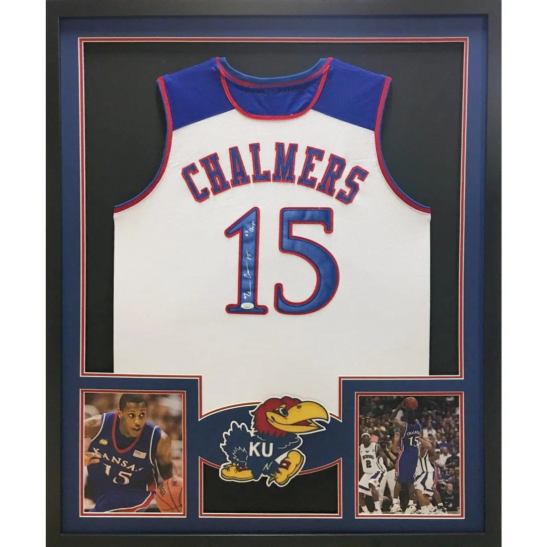 Mario Chalmers Autographed Framed Jersey JSA Kansas Jayhawks