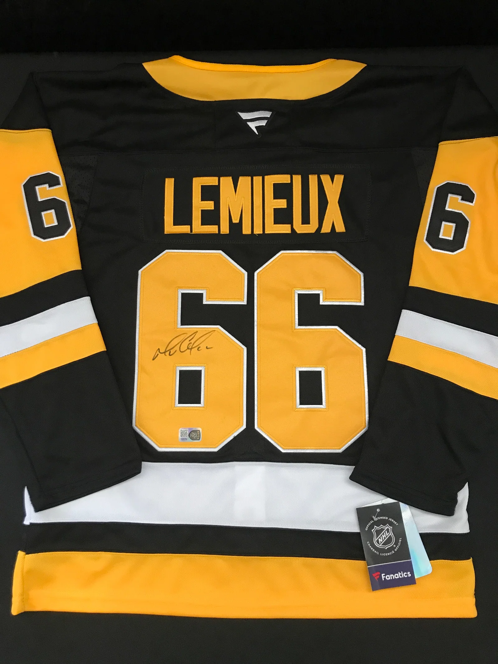 MARIO LEMIEUX SIGNED PITTSBURGH PENGUINS CUSTOM JERSEY - ELITE SPORTS COA