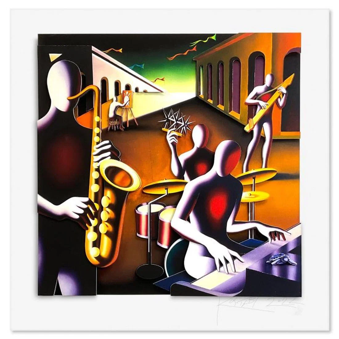 Mark Kostabi, "Metaphysical Harmony" Limited Edition 3D Construction, Numbered and Hand Signed with
