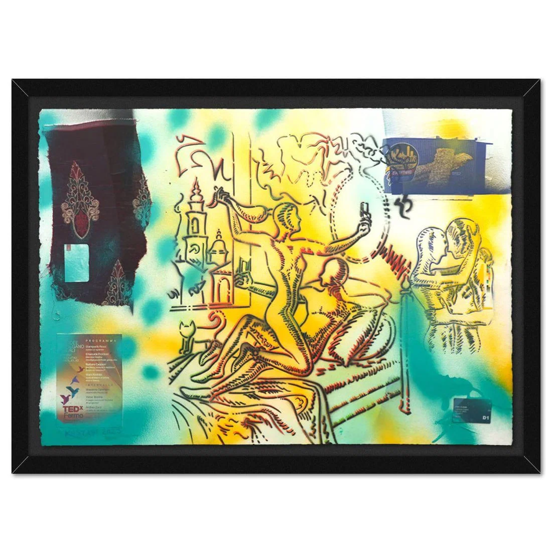Mark Kostabi- Original Mixed Media on Paper "Dreaming Of Stardom"