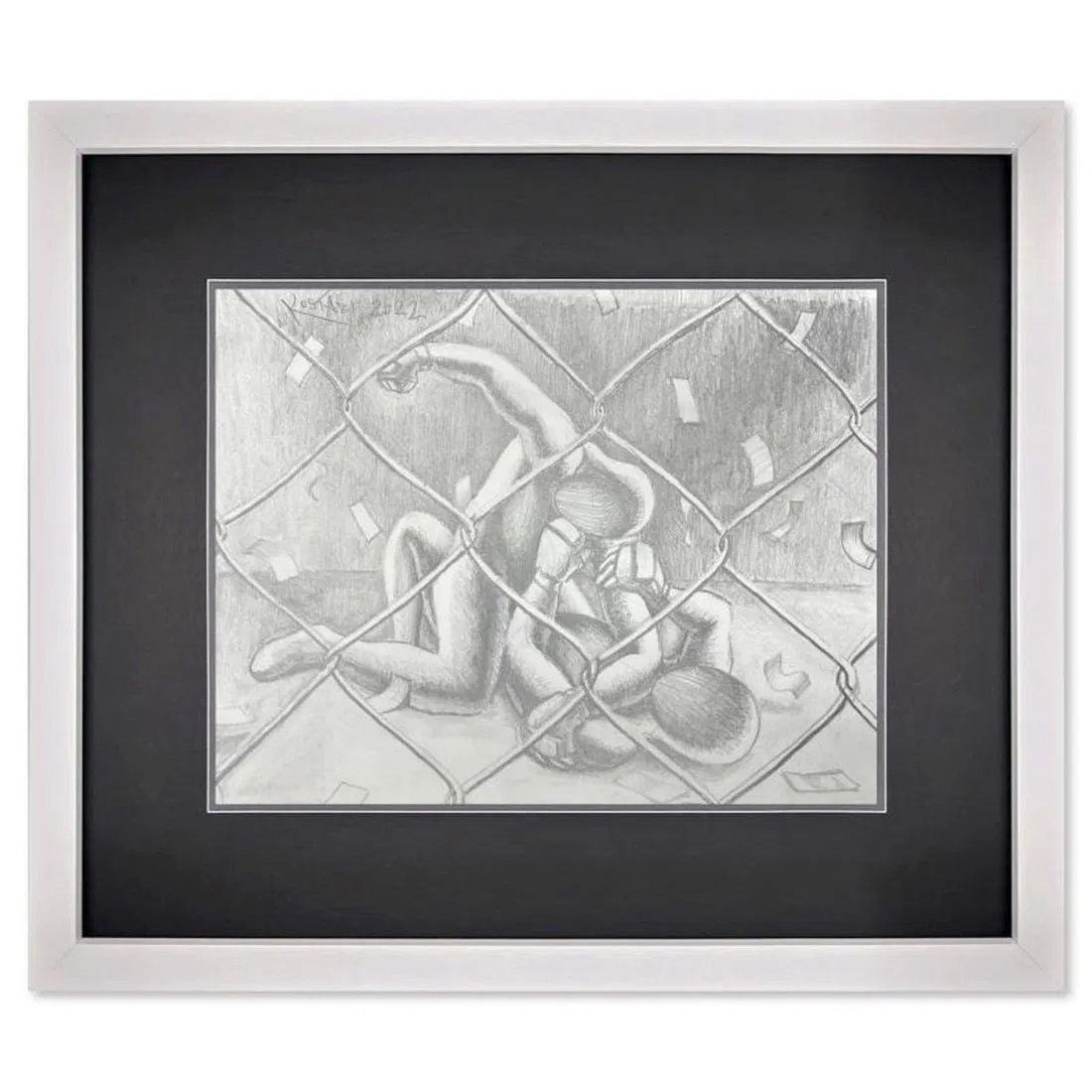 Mark Kostabi, "Some of us are Safe" Framed Original Drawing on Paper, Hand Signed with Certificate