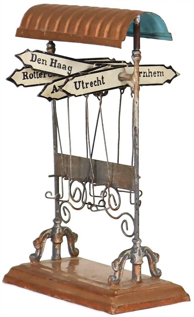 MÄRKLIN Direction indicator, antique, with 8 Dutch signs, sheet metal, good condition, h: 18 cm