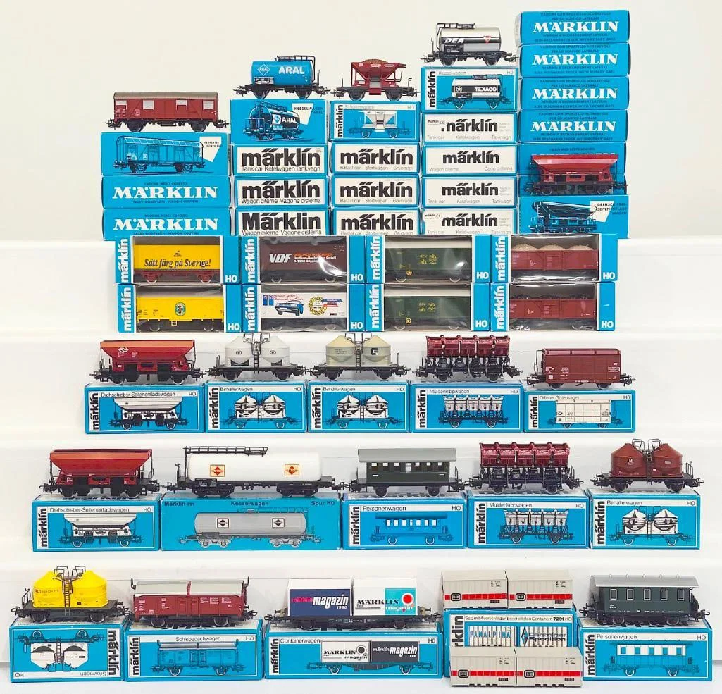 Marklin Modern HO Scale Forty-seven (47) Assorted Freight Cars Boxed