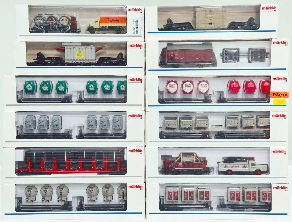 Marklin Modern HO Scale Twelve (12) Assorted High-quality Freight Cars Boxed