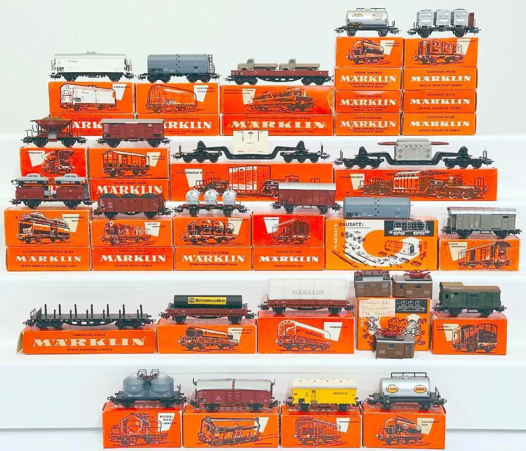 Marklin Postwar HO Scale Thirty-nine (39) Assorted Freight Cars Boxed