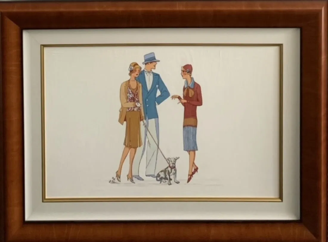 Marv Brehm "On A Tight Leash" Original Gouache Signed