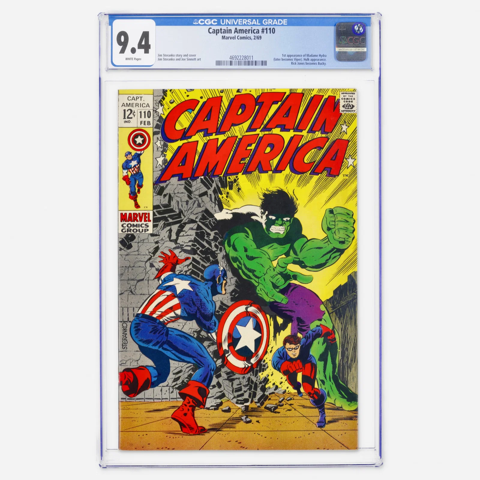 Marvel Comics Captain America #110 CGC 9.4