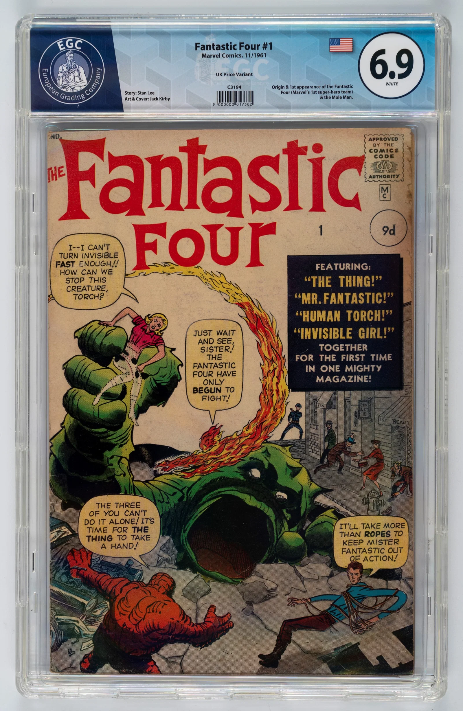 Marvel Comics - Fantastic Four #1 (UK Price Variant) - 6.9 EGC, November 1961