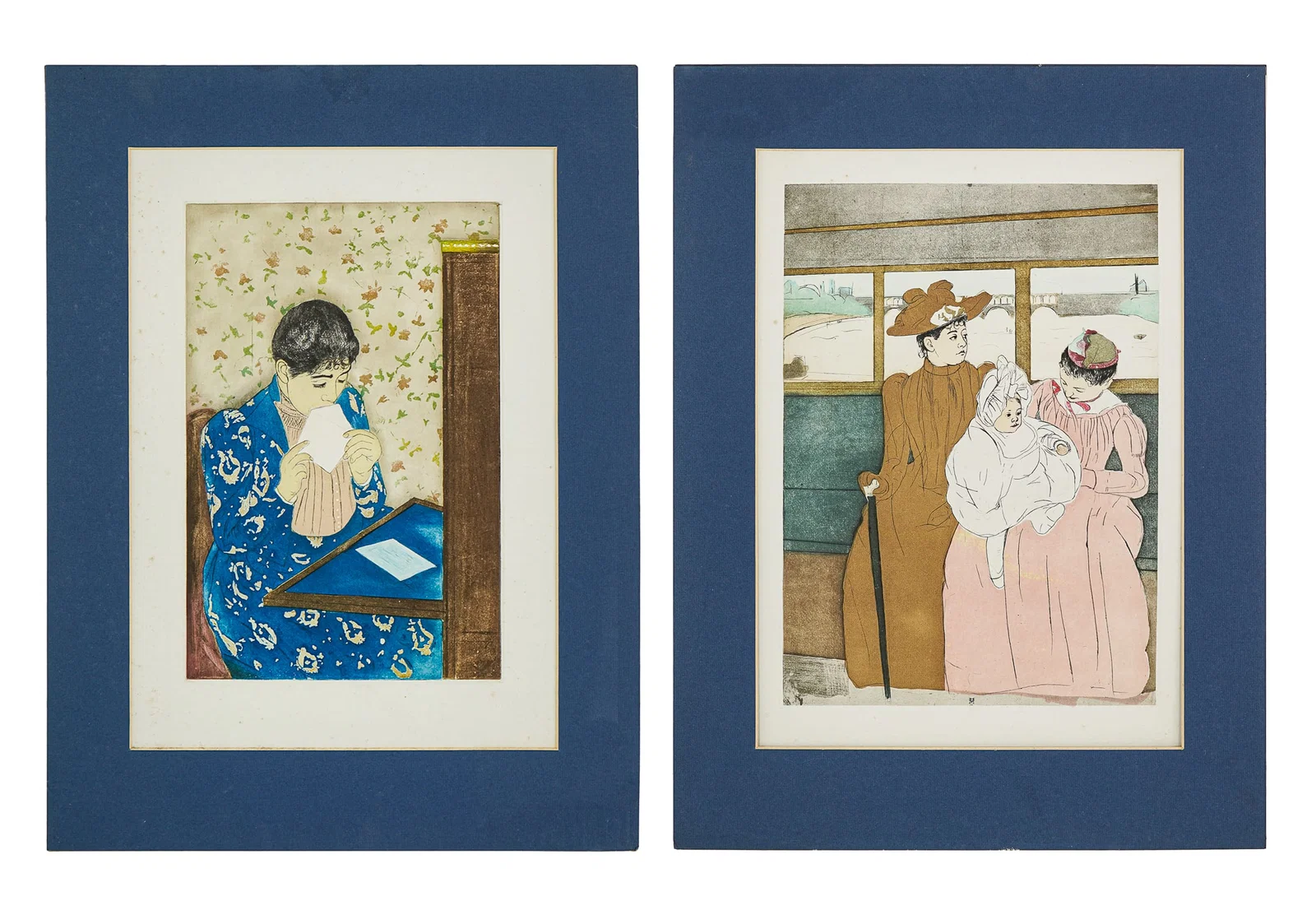 Mary Cassatt (AM 1844-1926) Two Drypoints