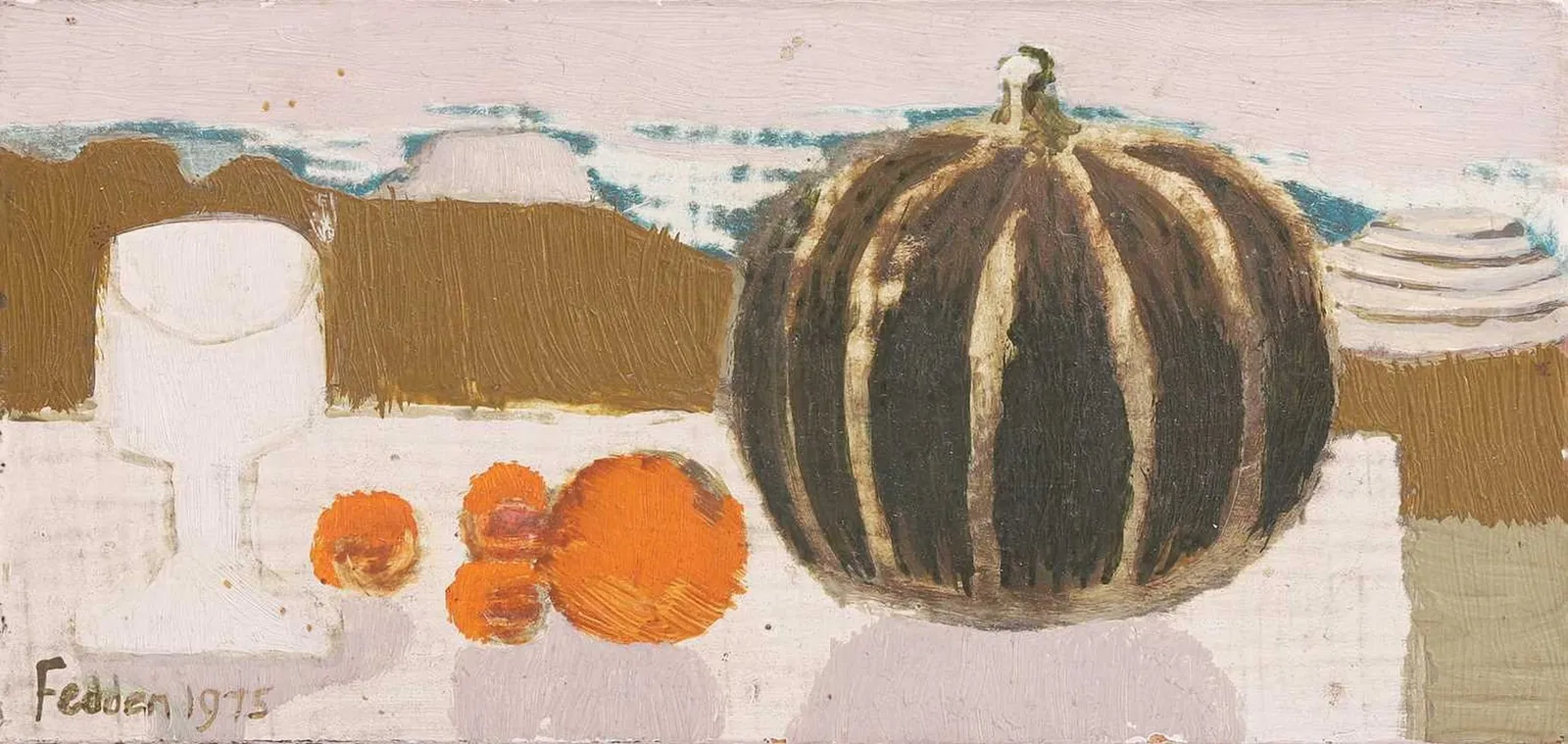 ▲ Mary Fedden RA (British, 1915-2012) Still life with pumpkin