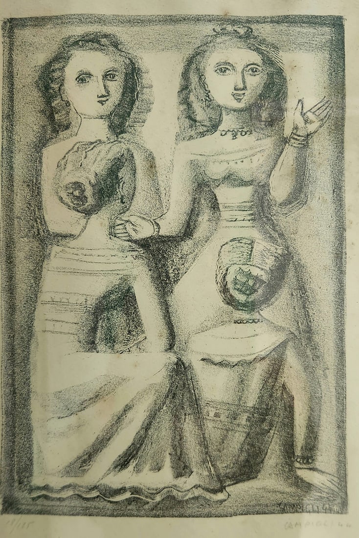 Massimo Campigli OLD LITHOGRAPH MASSIMO CAMPIGLI 1944, WEEPING IS NOT ALLOWED