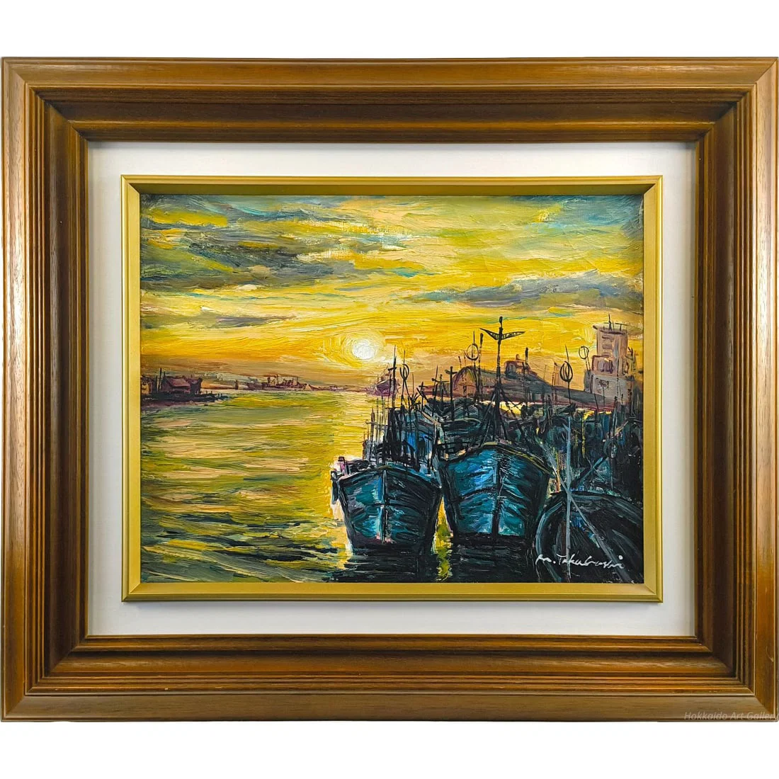 Masuyuki Takahashi "Kushiro Port" Oil Painting