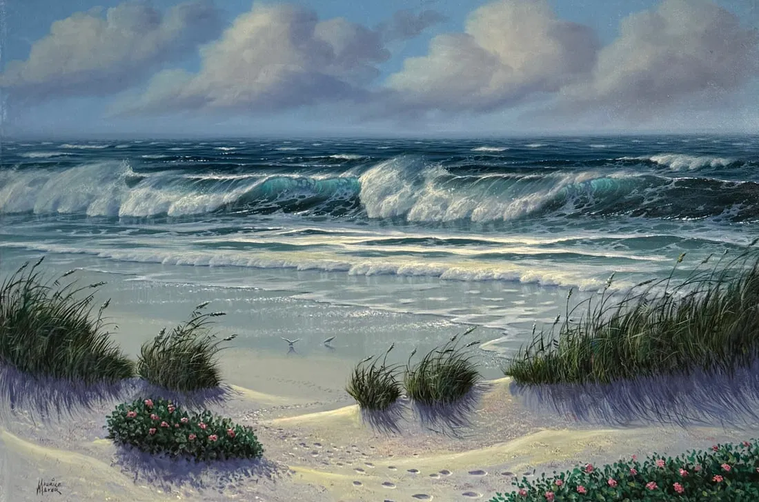 Maurice Meyer "Beach Grass in Spring" Signed Original Oil on Canvas