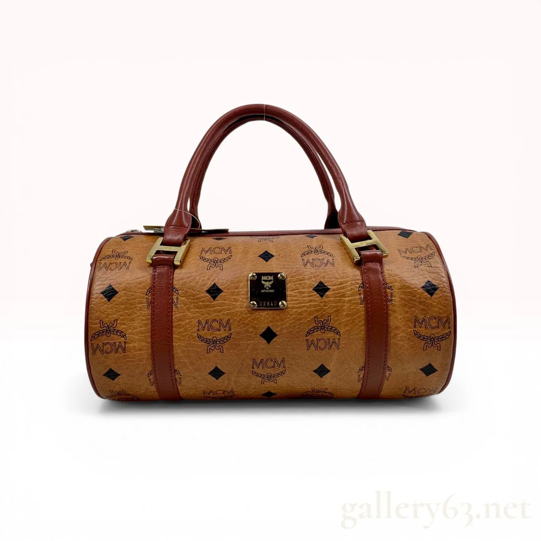 MCM Vintage Visetos Coated Canvas Barrel Bag