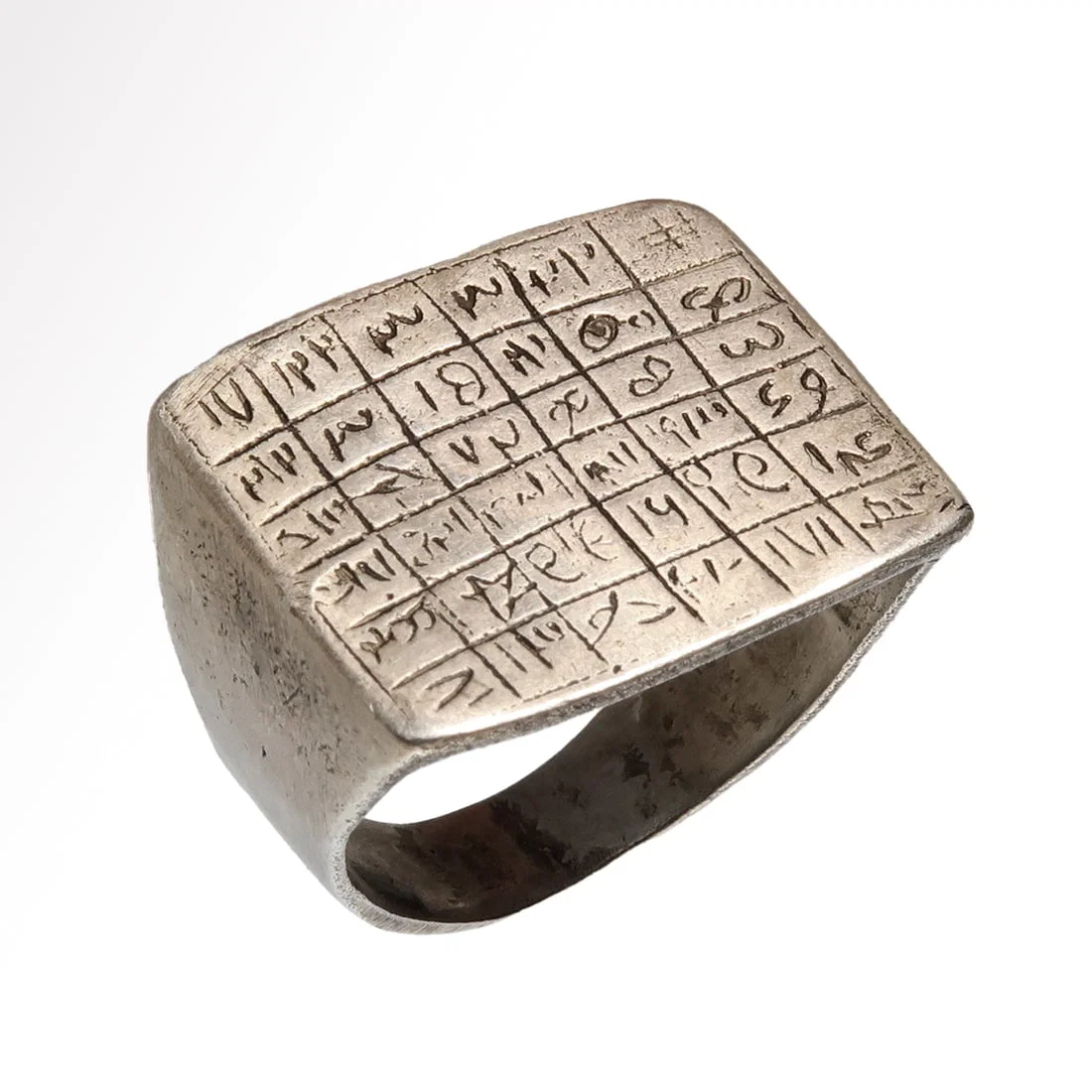 Medieval Talismanic Silver Ring with Magical Protective Formula in Numbers, c. 11th - 12th Century